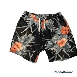 Barney Cools Floral Swim Trunks Shorts Size 34